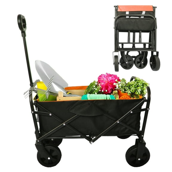SEGMART Collapsible Wagon Cart with Wheels, Heavy Duty Utility Cart with All-Terrain Wheels, Portable Garden Cart for Garden, Beach, Lawn, TR28