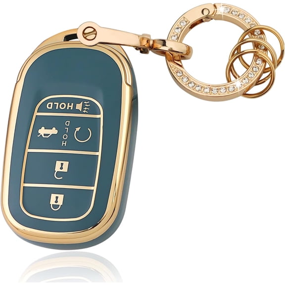 Key Fob Cover Compatible with Honda Accord Civic HR-V CR-V Keychain Case Holder Protector,Blue, Keyring