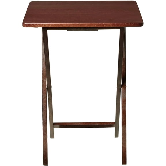 Rubberwood Folding Tray Table, Walnut, 19" x 14.5" x 26"