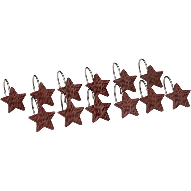 Mainstays Rodeo Time Hand Painted Star Shower Curtain Hooks, 12 Piece