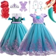 thumbnail image 2 of Disfraz de princesa para niñas, disfraz de sirena pequeña, vestido de fiesta de carnaval, vestido de baile de Halloween, 4-10 años Fivean unisex, 2 of 2