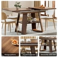 thumbnail image 5 of 47–67 Inch Extendable Dining Room Table for 4–6, Rectangular Wooden Kitchen Table with Removable Leaves, Storage Shelf, Walnut, 5 of 7
