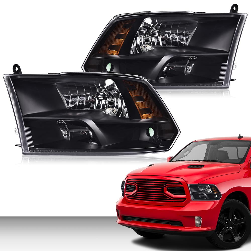 CROSSDESIGN Headlights Assembly Fit for 2009-2012 Dodge Ram 1500 2500 3500