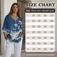thumbnail image 7 of Xoenoiee Blue Mountain Tree Cloud Print Womens Cotton Linen Button Down Shirts 3/4 Sleeve Casual Loose Fit V Neck Breathable Summer Spring Blouses Top, 4XL, 7 of 7