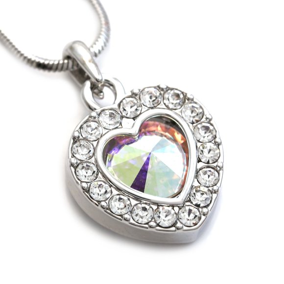 SoulBreezeCollection Valentines Day Heart Pendant Necklace Charm (Clear)