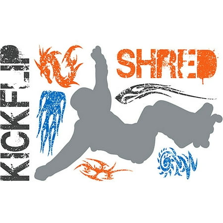 your zone switch 'em, stick 'em wall decals, set of 4 sheets - orange multi extreme sports