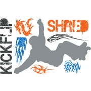 your zone switch 'em, stick 'em wall decals, set of 4 sheets - orange multi extreme sports