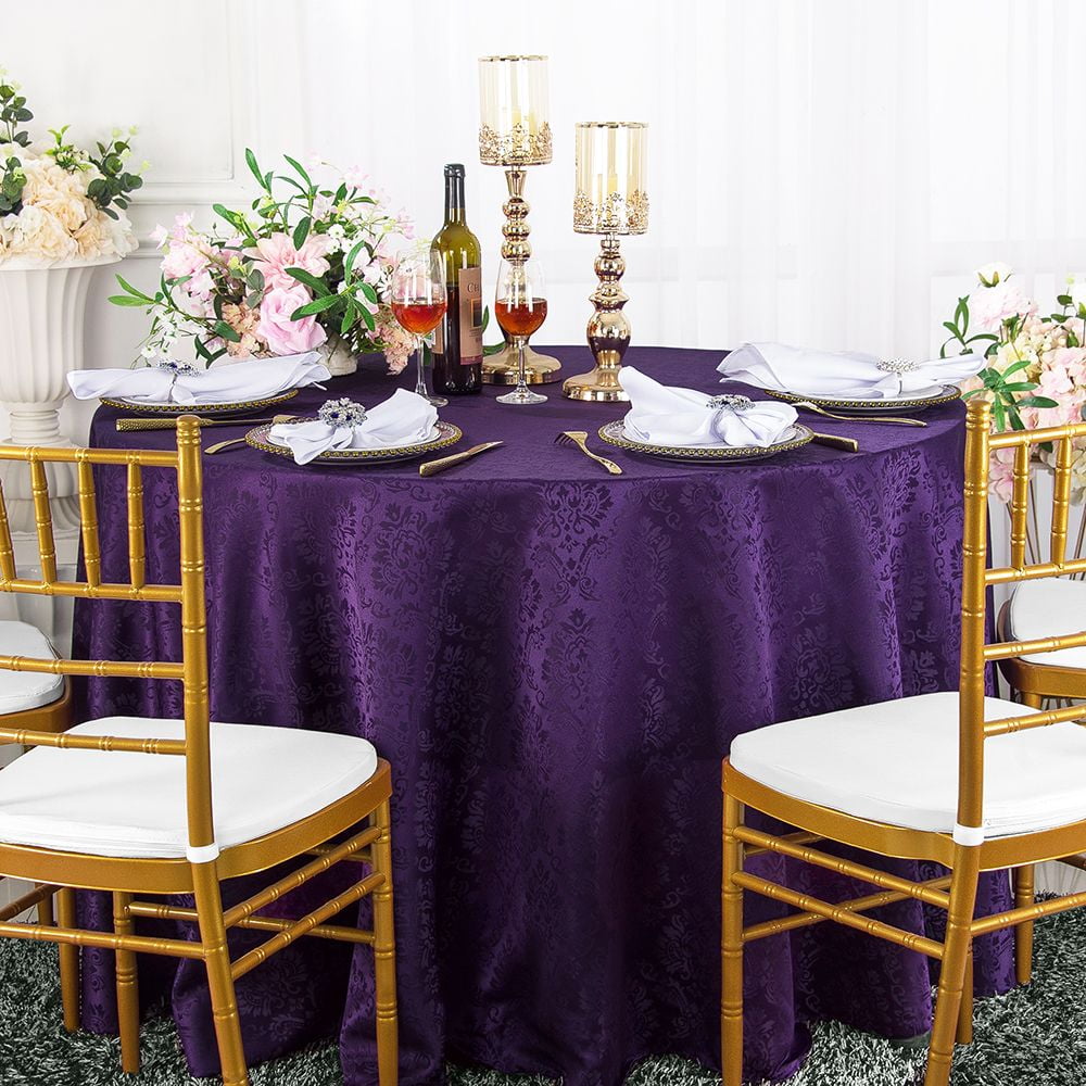 Wedding Linens Inc. 90" Round Marquis Damask Jacquard Polyester Linen