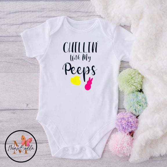 Easter Baby Onesie Chillin' With My Peeps Onesie Easter Onesie Peeps Candy Onesie Unisex Easter Onesie Cool Baby Clothing, Cute Natural Baby Onesie, BABY BODYSUIT LAT 4424