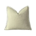 thumbnail image 6 of Neutral Pillow Covers 18X18, Boho Throw Pillows, Olive Green Chenille, Fringe Trim, Living Room Decor, Square Pillow Covers, 1 Pc, 6 of 7