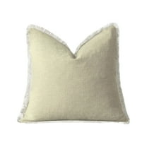 Couch Throws For Sofa, Throw Pillowcase - 18X18 Inch Simi-Style Luxury Soft Pattern Decorative Beige With White Lace Trim - Sofa Couch