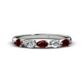 thumbnail image 2 of TriJewels 1.25 ctw Pear Cut Red Garnet and Lab Grown Diamond 5 Stone Wedding Band in 10K White Gold, 2 of 6