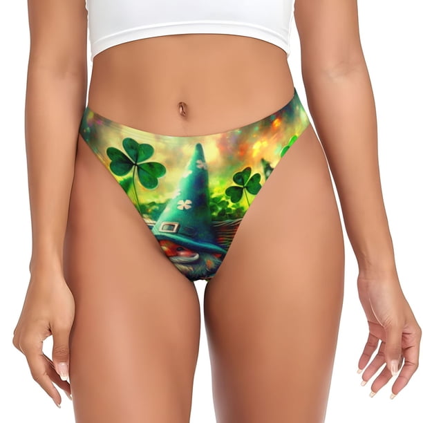 Fotbe St. Patrick's Day USA Flag Tanga Sin Costuras para Mujer con Estampado – Panties Invisibles, Transpirables y Cómodos para Uso Diario-Large