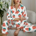 thumbnail image 6 of Gukieu Strawberries Print Women's Long Sleeve Pajama Set, Button Top Elastic Pocket Pajama Pants Two Piece Set Home Wear-X-Large, 6 of 7