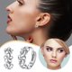 thumbnail image 3 of Pendientes de flores con pedrería para mujer y niña Pendientes de clip con pedrería en forma de flor Pendientes finos colgantes elegantes con pedrería curva Pendientes de boda para mujer, 3 of 7