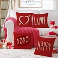 thumbnail image 7 of Valentines Day Pillow Covers 18x18 Red Valentines Day Decorations Roses Love Heart Gnomes Throw Pillow Covers Hugs and Kisses Wedding Cushion Case Decor for Sofa Couch Set of 4, 7 of 7