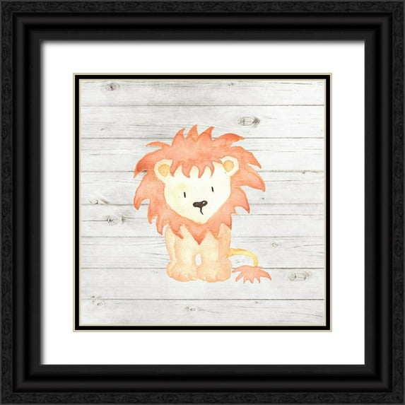 Robinson, Tamara 26x26 Black Ornate Wood Framed with Double Matting Museum Art Print Titled - Watercolor Lion