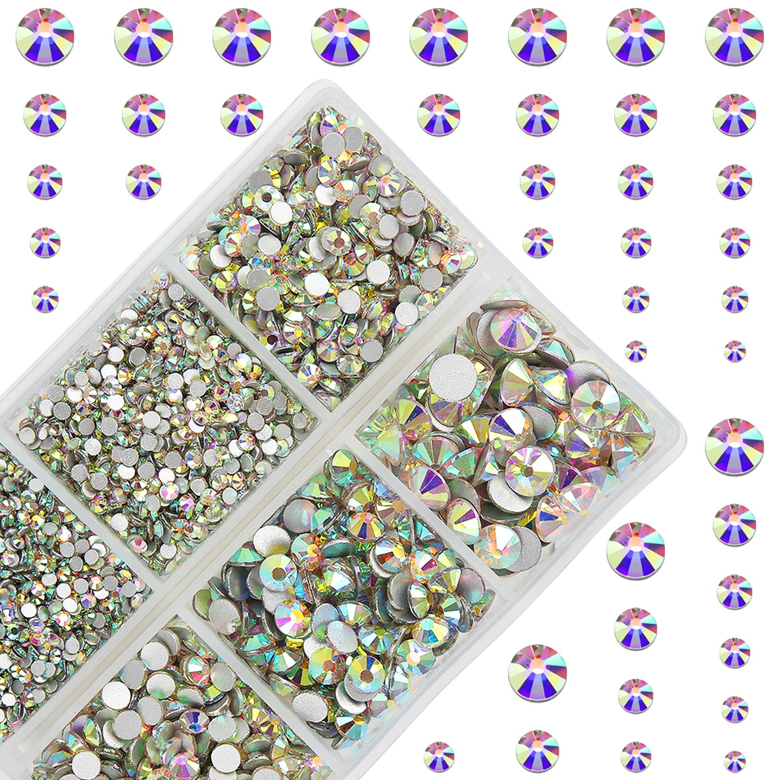 4500pcs Ss6 2mm Flatback Rhinestones In White Ab Color For Nail Art,  Crafts, Glass, Garments And Shoes