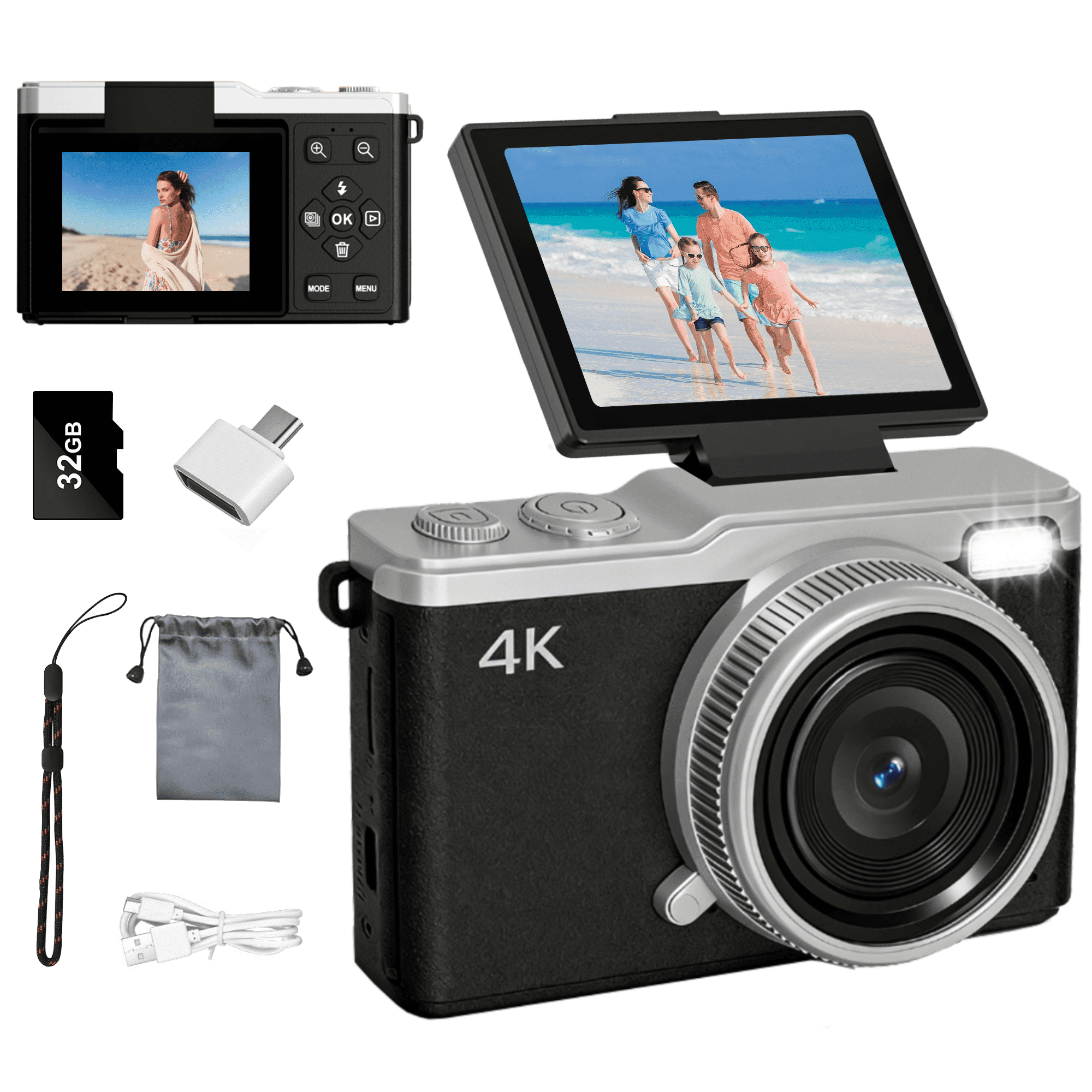 NBD Digital Camera 4K 56MP Vlogging Camera for YouTube with Flip