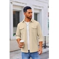 thumbnail image 2 of COOFANDY Men's Button Down Waffle Shirt Jacket Casual Long Sleeve Shacket Lightweight Overshirts with Flap Pockets, 2 of 6
