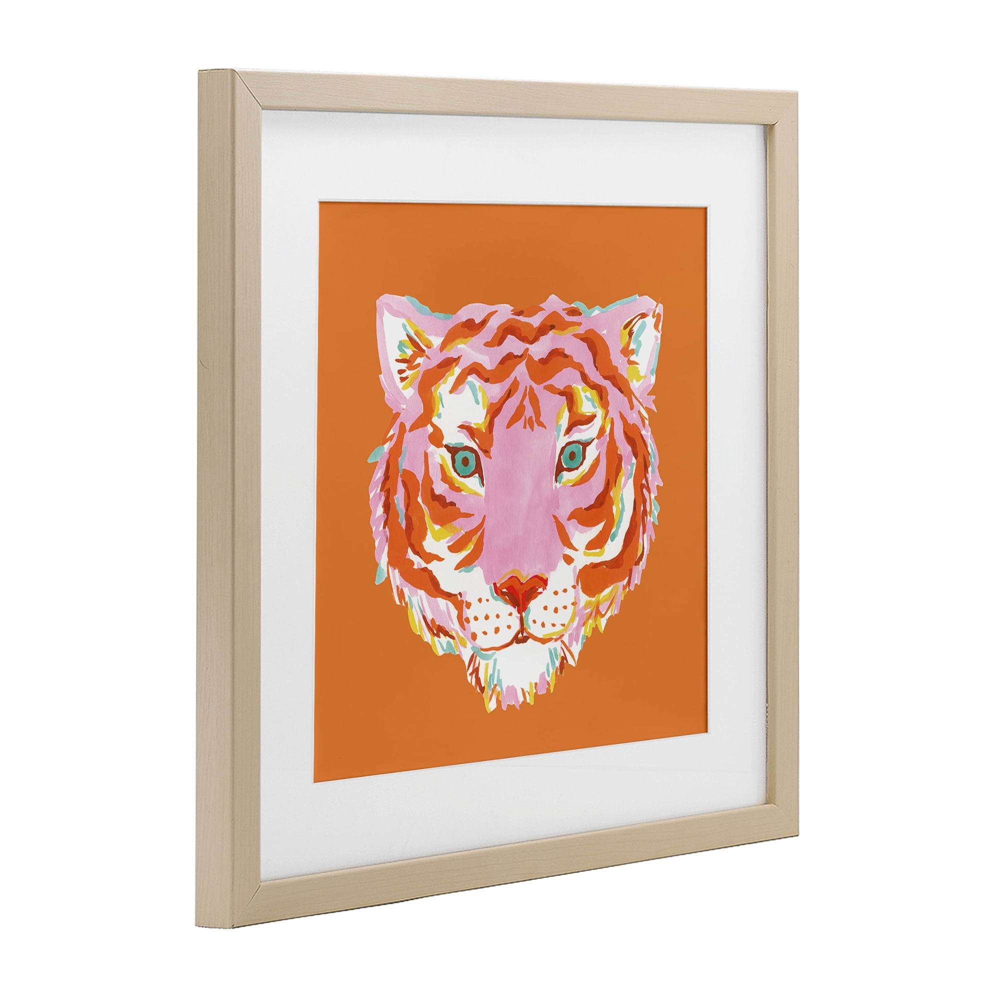 Stupell Industries Fun Bold Orange Tiger Birch Framed Print Under Glass, design by Karolina Sato