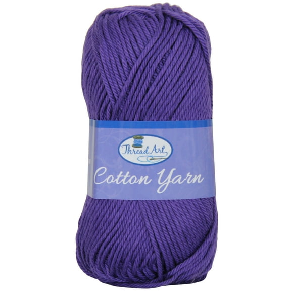 Threadart 100% Pure Cotton Crochet Yarn | 50 gram Skeins | Worsted Medium #4 Yarn | 85 yds per Skein | 30 Colors Available | Purple #3554