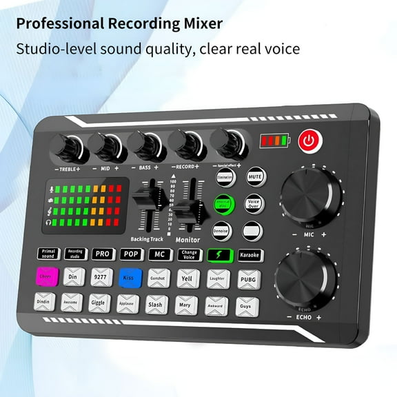 GJX Sound Card Professional Volume Adjustable USB Live Stream Audio Card Adapter for PC