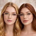 thumbnail image 2 of 2 Pack Frameless Reading Glasses Unisex Metal Square Readers Lightweight for Work Screen Use, 2 of 8