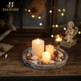 thumbnail image 2 of Candle Plate Holder Tray: Round Wooden Decorative Candle Plate Small Farmhouse Table Centerpiece Rustic Whitewash Wood Tealight Pillar Trays for Christmas Wedding Halloween Home Decor, 2 of 16