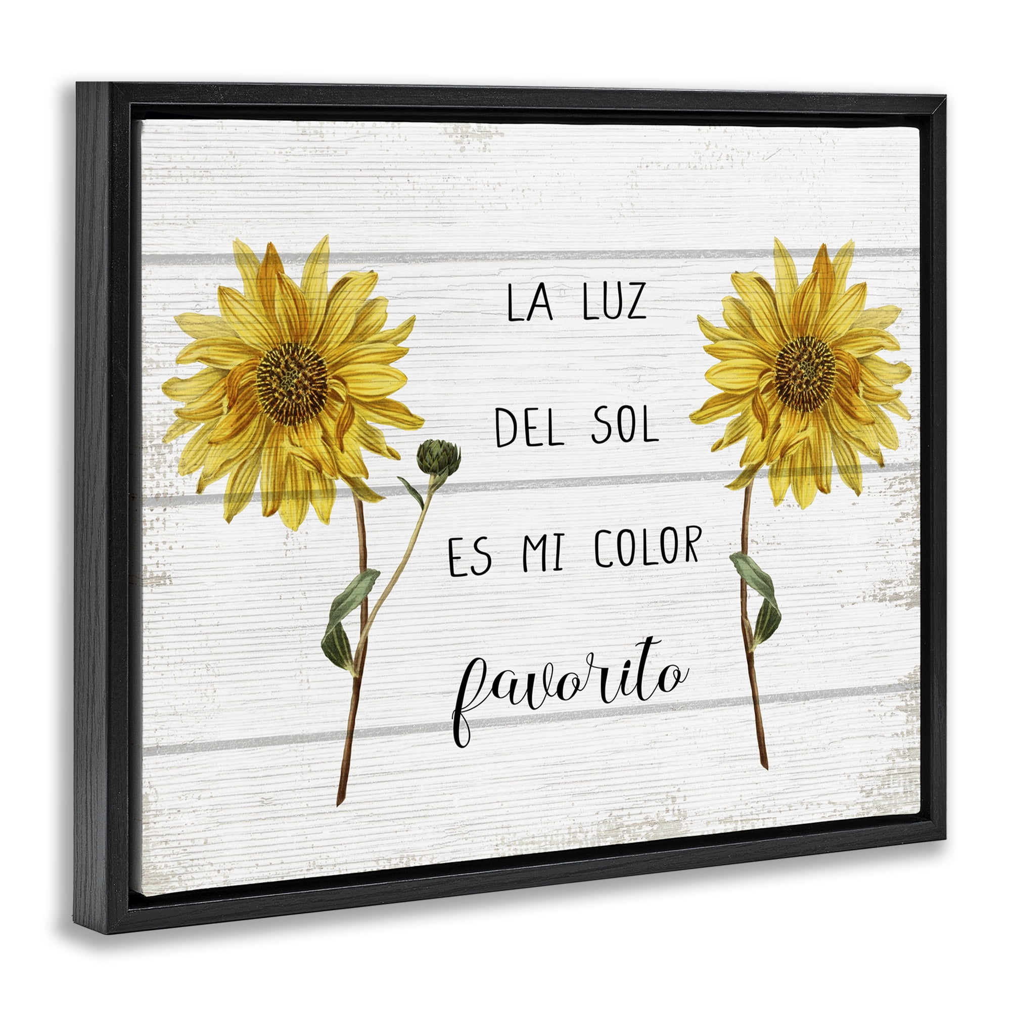 Stupell Industries La Luz Del Sol Inspirational Quotes & Sayings Painting Black Floater Framed Art Print Wall Art, 21 x 17