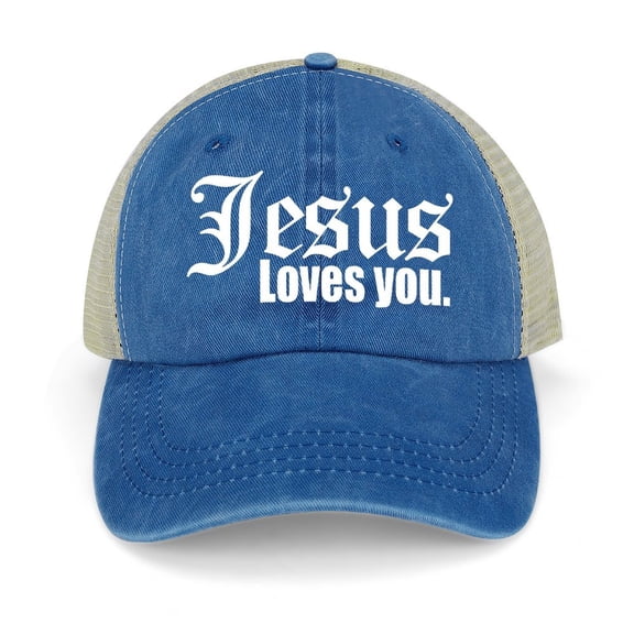Jesus Loves You Dark Blue Hat Adjustable Funny Fashion Unisex Baseball Cap for Men Women