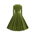 thumbnail image 3 of IDOPIP Women 3/4 Sleeve Velvet Vintage Tea Dress Formal Cocktail Wedding Midi V-Neck Party Dress, 3 of 7