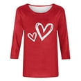 thumbnail image 4 of BEFOKA T Shirts For Women 3/4 Long Sleeve Valentine'S Day Crewneck Sweatshirt Love Heart Printed Blouses Dressy Tops For Women Pullover Sweatshirts Graphic Tops & T-Shirtsvacation Tees Tops, 4 of 5