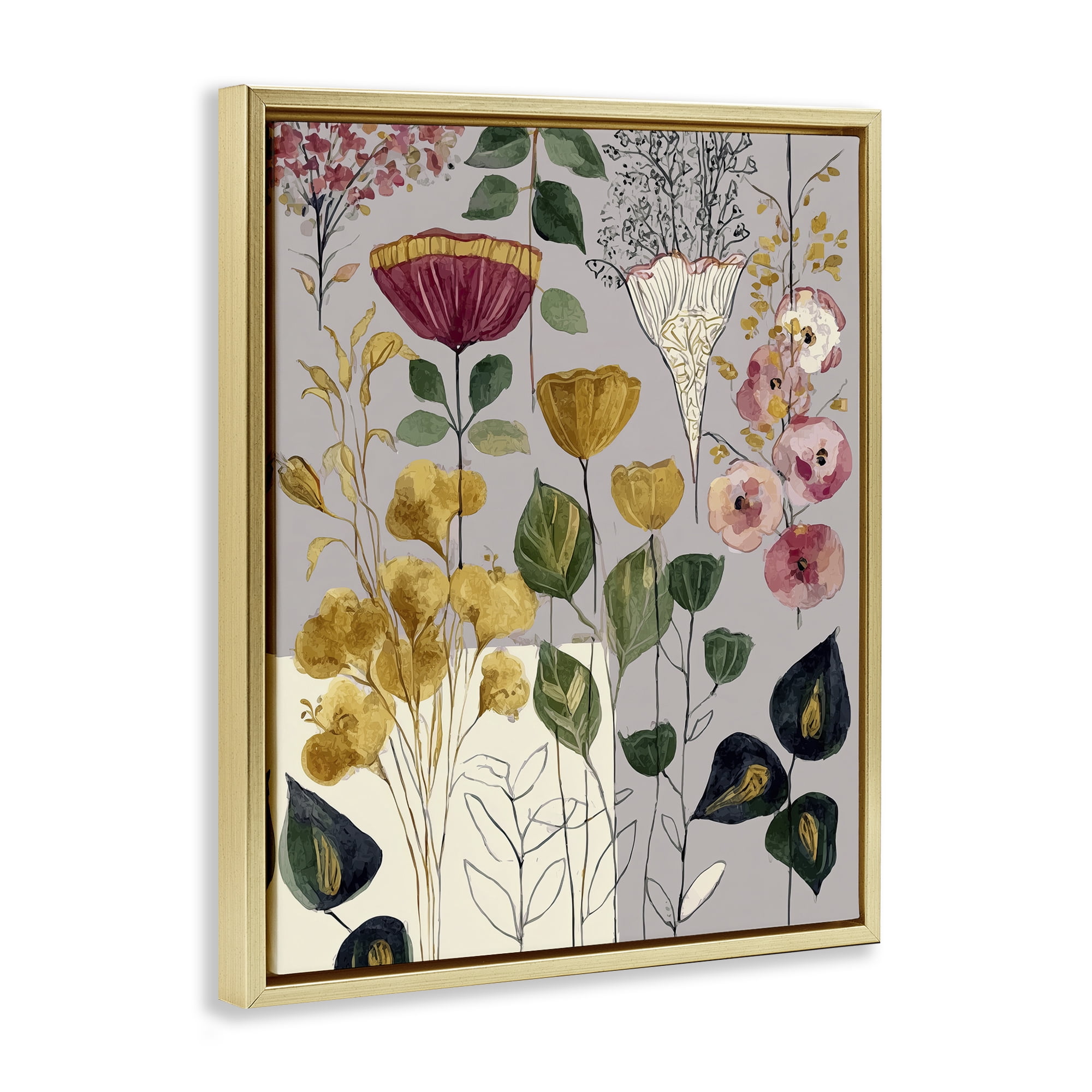 Playful Assumptions Foliage Gold Framed Floater Canvas Wall Art, design by Annabelle Hall