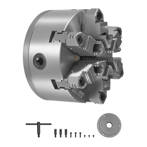VEVOR 6-Jaw Lathe Chuck, 6 Inch (160 mm), Self-Centering Chuck with D1-4 Cam Lock Backing Plate, 0.12-6.29 in (3-160 mm) Clamping Range with T-wrench Screws, HT300 Material, for Wood Metal Lathe