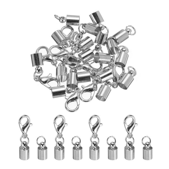 Uxcell 10Pcs Cord End Caps, 4.5mm End Caps Barrel Beads Kumihimo End Caps Iron for DIY Craft (Dark Silver)