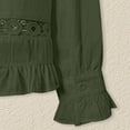 thumbnail image 6 of Casual Loose Fit Long Sleeve T Shirt Pure Color Breathable Blend Top For Everyday WearGreenXL, 6 of 7
