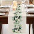 thumbnail image 3 of Table Runners 70 Inches Long Dress Scarves, Green Eucalyptus Leaves Farmhouse Coffee/Dining/Kitchen Table Decor, Holiday Table Runner, Farmhouse Rustic Botanical Burlap 13x70 Inch, 3 of 9