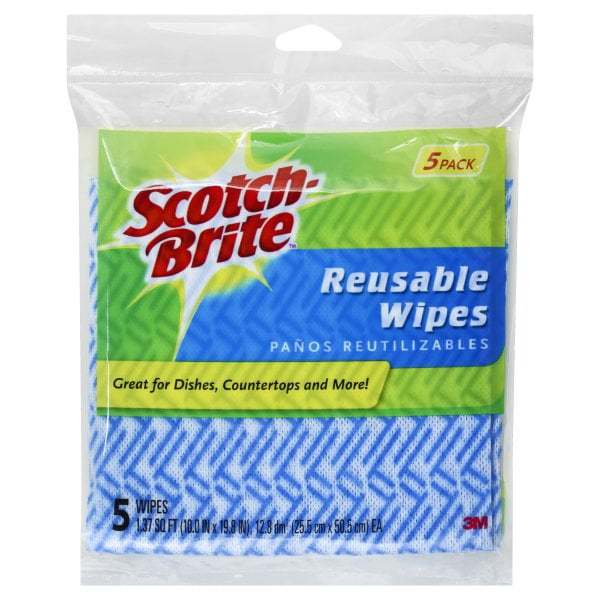 3M Home Care, Scotch Brite Reusable Wipes, 5 wipes