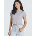 thumbnail image 2 of Real Essentials 4 Pack:Women's Lettuce Trim Ribbed Knit Short Sleeve Crop Tops Shirts Casual Summer Going Out T-Shirts, 2 of 6