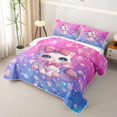 thumbnail image 3 of meiyoeat Cartoon Cute Kitten Twin Quilt Set For Girls,Pink Bowknot Cat Twin Coverlet Set For Kids,2 Pieces, 3 of 7