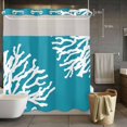 thumbnail image 5 of No Hook Shower Curtains with Snap-in Liner Set, Teal Blue Coral Coastal Waterproof Hotel Style Bathroom Shower Curtain, Nautical Ocean Summer Beach Breathable Mesh Top Window Bath Curtains 72''x78'', 5 of 9