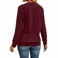 thumbnail image 5 of Aobny Crew Neck Ladies Sweatshirts Thermal Women Red Long Sleeve Tops Pullover Floral Hiking Shirt,L, 5 of 5