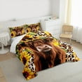thumbnail image 3 of Castle Fairy 3-Piece Queen Size Comforter Set - Highland Cow Sunflower Farm Print, 3 of 8