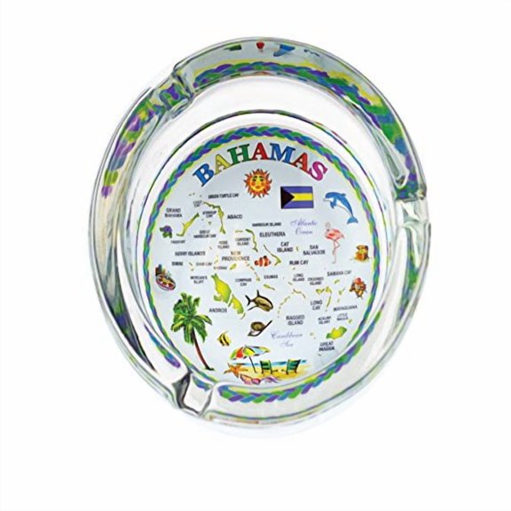 Ashtray Glass Bahamas Souvenir Gift Ash Tray for Cigarette, Cigar, Ash Holder, Bahamas Islands Map Gifts for Men & Women, Smoker Gifts (The Bahamas)