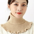 thumbnail image 6 of DAGESVGI Warm Knitted Fake Collar for Women Turtleneck Ribbed Knitted False Collar Ruffles Detachable High Collar Scarf Wrap, 6 of 9