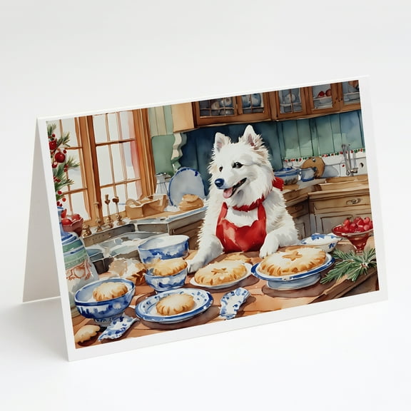 American Eskimo Christmas Cookies Greeting Cards Pack of 8 7 in x 5 in