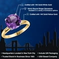 thumbnail image 2 of Gem Stone King 14K Two Tone Gold Purple Amethyst Solitaire Engagement Ring for Women | 3.35 Cttw | Round 10MM | Gemstone February Birthstone | Size 8, 2 of 6