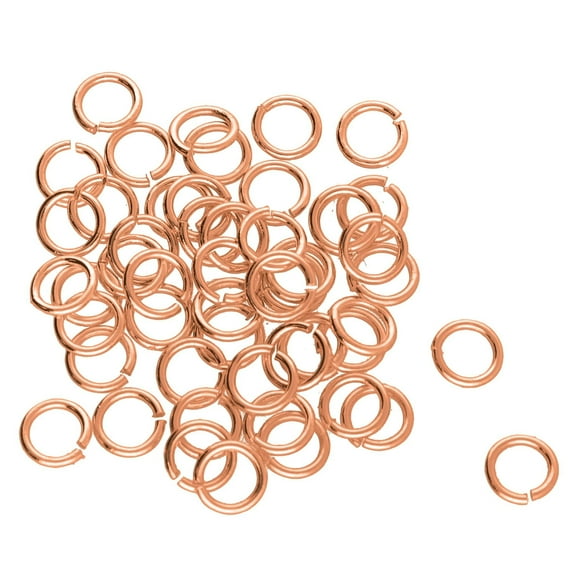 The Beadsmith Open Jump Rings – 8mm, Copper Plated, 19-gauge Wire Thickness, 144 Pieces – Findings for Making Keychains, Charms, Chain Mail and Body Jewelry