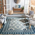 thumbnail image 1 of Safavieh Veranda Collection VER099 Boho Indoor/ Outdoor Non-Shedding Stain Resistant Patio Backyard Area Rug, 6'7" x 9'6", Ivory / Blue, 1 of 1